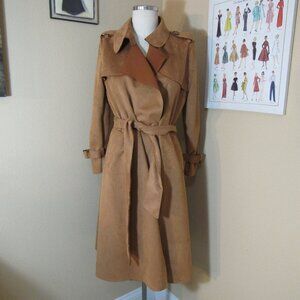 Few Moda Brown Faux Suede Trench Coat Size X- Small